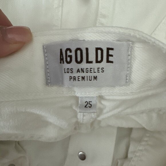 AGOLDE Jeans Womens 25 White Distressed Highrise The 90s Jean City Design Retro - Picture 10 of 13